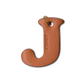 ADOLE 真皮字母黃銅鑰匙圈 J-圓壺型/水滴型