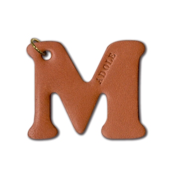 ADOLE 真皮字母黃銅鑰匙圈 M-圓壺型/水滴型