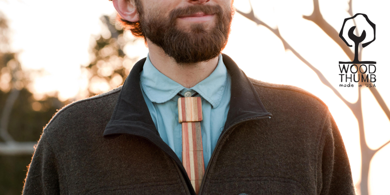 Wood Thumb tie stripe木質領帶