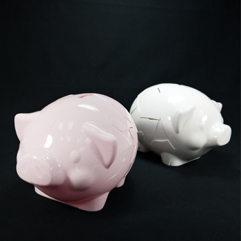 破碎小豬造型存錢筒-白/粉紅