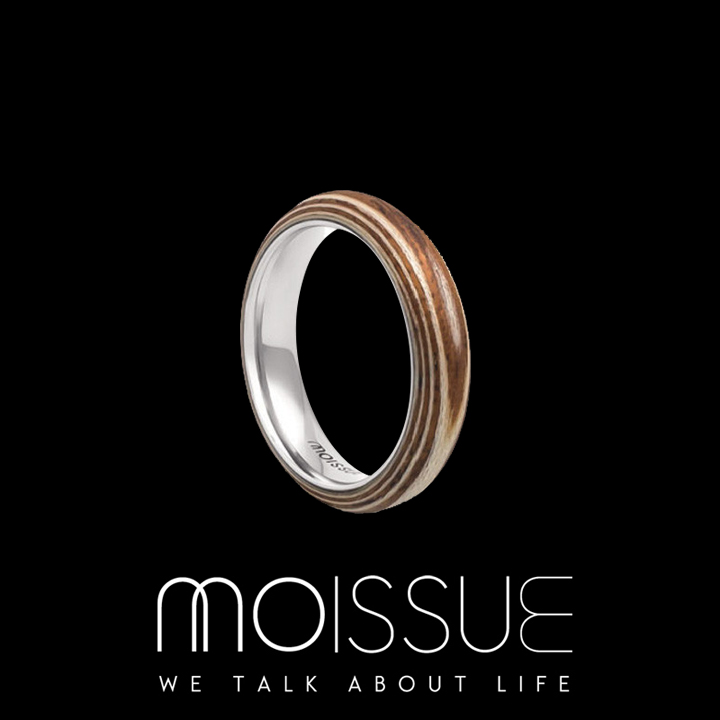 Moissue－Second Life 木頭戒指窄版 - 長頸鹿紋