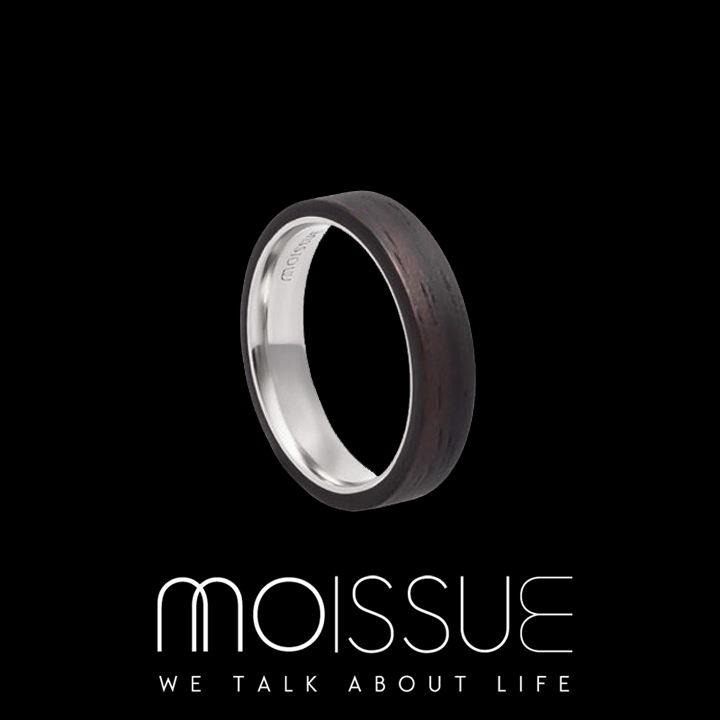 Moissue－Second Life 木頭戒指窄版 - 黑檀木