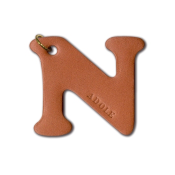 ADOLE 真皮字母黃銅鑰匙圈 N-圓壺型/水滴型
