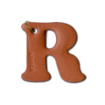 ADOLE 真皮字母黃銅鑰匙圈 R-圓壺型/水滴型
