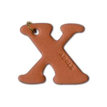 ADOLE 真皮字母黃銅鑰匙圈 X-圓壺型/水滴型